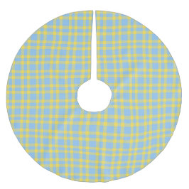 Saia Para Árvore De Natal De Poliéster Padrão Xadrez Azul Amarelo