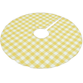 Saia Para Árvore De Natal De Poliéster Padrão Xadrez Buffalo Gingham Amarelo Pastel