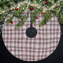 Saia Para Árvore De Natal De Poliéster Padrão Xadrez Vermelho e Preto Moderno
