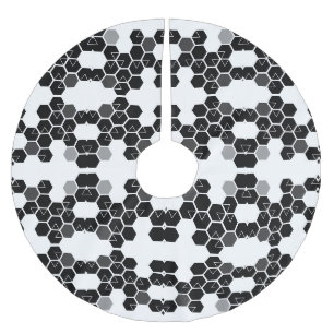 Saia Para Árvore De Natal De Poliéster Padrões de dados hexadecimais preto e branco fofos