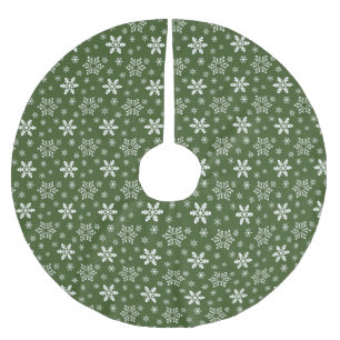 Saia Para Árvore De Natal De Poliéster Padrões DE SNOWFLAKE DE NATAL VERDE E BRANCO