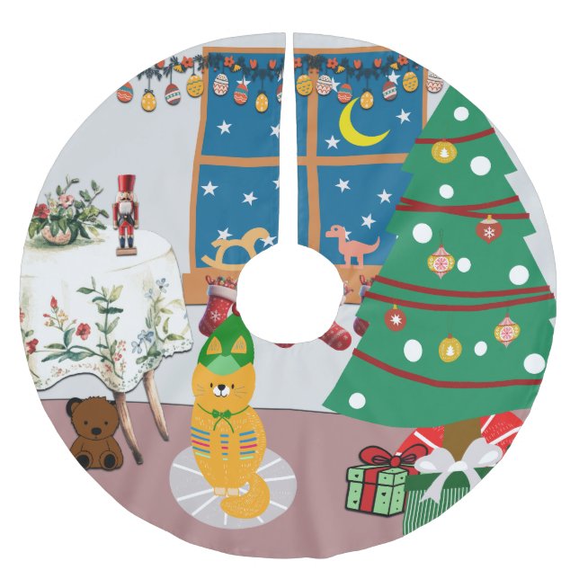 Saia Para Árvore De Natal De Poliéster Página inicial da ilustração de feriados (Frente)