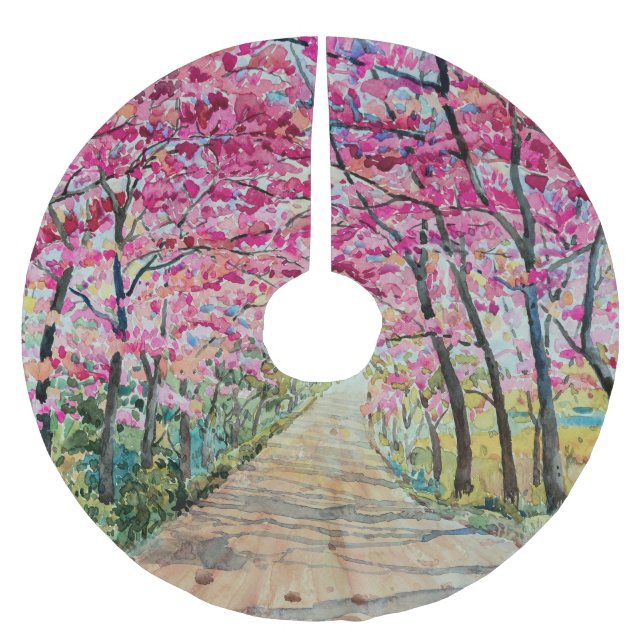 Saia Para Árvore De Natal De Poliéster Paisagem de Aquicultura do Himalaia (Frente)