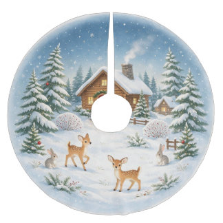 Saia Para Árvore De Natal De Poliéster Paisagem de Inverno
