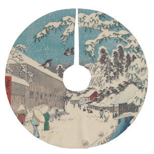 Saia Para Árvore De Natal De Poliéster Paisagem de inverno de Hiroshige Japão ukiyo-e ant