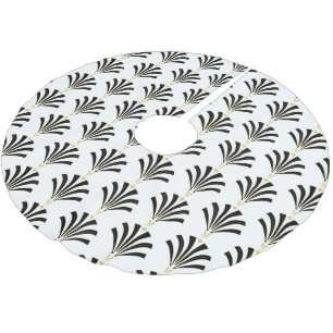 Saia Para Árvore De Natal De Poliéster Palmettos do 1920 do art deco em preto & no branco