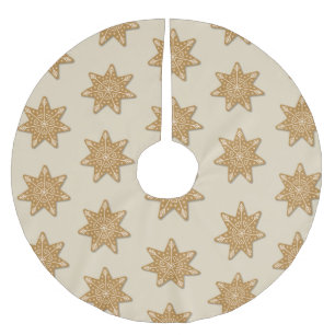 Saia Para Árvore De Natal De Poliéster Pão-Genga Decorado Padrão de Cookie nas Estrelas