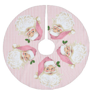 Saia Para Árvore De Natal De Poliéster Papai Noel Antigo Rosa Listra Brilhante