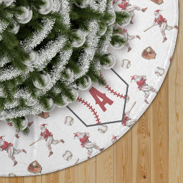 Saia Para Árvore De Natal De Poliéster Papai Noel de Beisebol Monograma da Placa Inicial 