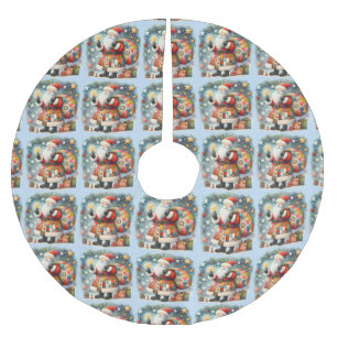 Saia Para Árvore De Natal De Poliéster Papai Noel de Patchwork Acolchoado com Estrelas de