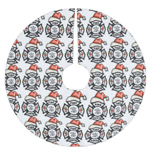 Saia Para Árvore De Natal De Poliéster Papai noel do sapador-bombeiro