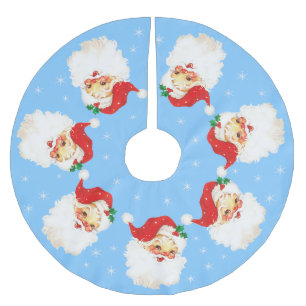 Saia Para Árvore De Natal De Poliéster Papai Noel Mandala e flocos de neve em azul claro