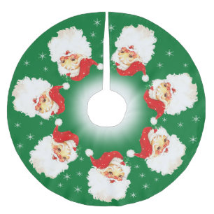 Saia Para Árvore De Natal De Poliéster Papai Noel Mandala e flocos de neve em verde