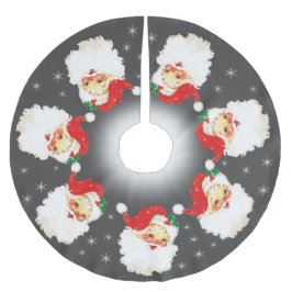 Saia Para Árvore De Natal De Poliéster Papai Noel Mandala & Flocos de Neve em Cinza