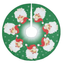Saia Para Árvore De Natal De Poliéster Papai Noel Mandala & Flocos de Neve em Verde