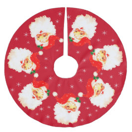 Saia Para Árvore De Natal De Poliéster Papai Noel Mandala & Flocos de Neve em Vermelho
