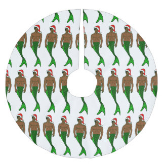 Saia Para Árvore De Natal De Poliéster papai noel negro africano merman, sereia