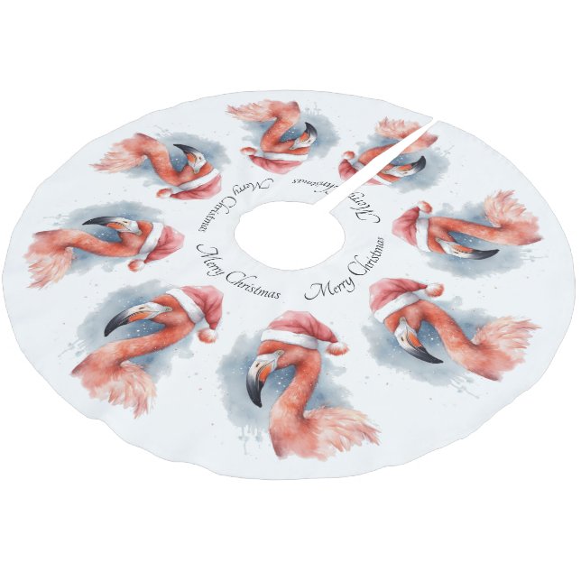 Saia Para Árvore De Natal De Poliéster Papai noel Snowbird Flamingo, personalizado (Inclinado)