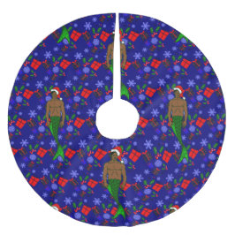 Saia Para Árvore De Natal De Poliéster papais noeis afro-negro merman feio xmas mermaid p