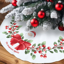 Saia Para Árvore De Natal De Poliéster Papais noeis bonitos Nome da família Arco Berries