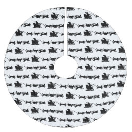 Saia Para Árvore De Natal De Poliéster Papais noeis com Cachorro no Impressão do Lino Árt