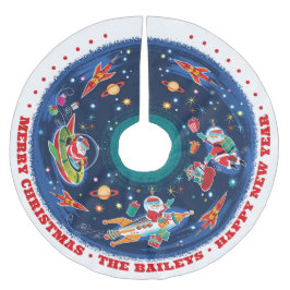 Saia Para Árvore De Natal De Poliéster Papais noeis de Idade do Espaço Personalizáveis -