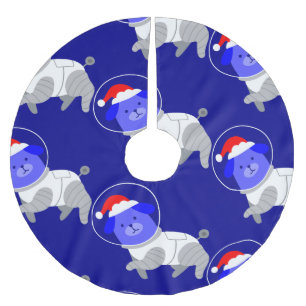 Saia Para Árvore De Natal De Poliéster papais noeis de natal feios de cão astronauta