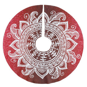 Saia Para Árvore De Natal De Poliéster Papais noeis de relva de Natal Vermelho Mandala Sn