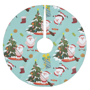 Saia Para Árvore De Natal De Poliéster papais noeis de surfe standup paddleboard natal