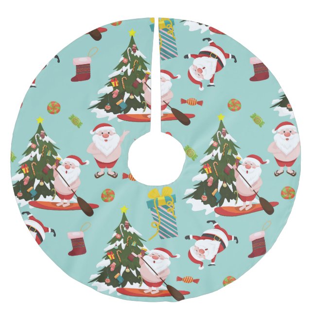 Saia Para Árvore De Natal De Poliéster papais noeis de surfe standup paddleboard natal (Frente)