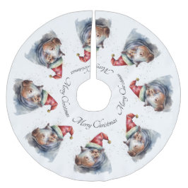 Saia Para Árvore De Natal De Poliéster Papais noeis Hippo, personalizado