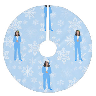 Saia Para Árvore De Natal De Poliéster papais noeis kamala harris flocos de neve azuis