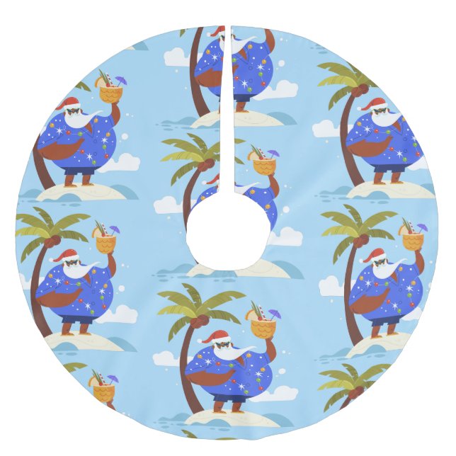 Saia Para Árvore De Natal De Poliéster papais noeis negros de férias de natal tropical de (Frente)