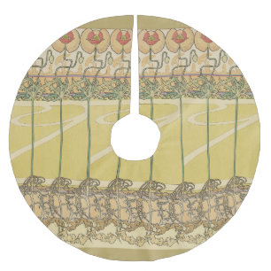 Saia Para Árvore De Natal De Poliéster Papel de Parede Floral Art Nouveau Alfonse Mucha P