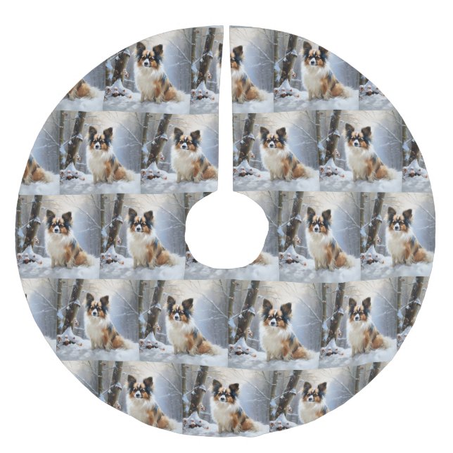 Saia Para Árvore De Natal De Poliéster Papillon Deixe-O Neve Natal (Frente)