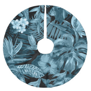 Saia Para Árvore De Natal De Poliéster Paraíso Tropical de Aquarela: Flor da Selva