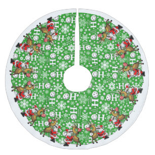 Saia Para Árvore De Natal De Poliéster Parceiros Pickleball Papais noeis e Reindeer Sleig