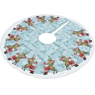 Saia Para Árvore De Natal De Poliéster Parceiros Pickleball Papais noeis e Reindeer Sleig