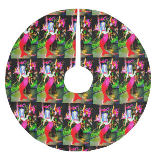 Saia Para Árvore De Natal De Poliéster partying vermelho das belezas da sereia