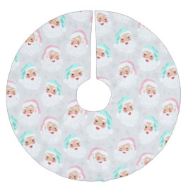 Saia Para Árvore De Natal De Poliéster Pastel Santa Claus Enfrenta Natais vintages