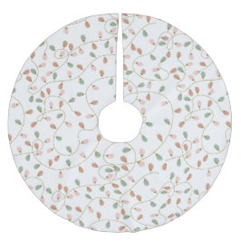 Saia Para Árvore De Natal De Poliéster Pastel String Lights on Snowy White