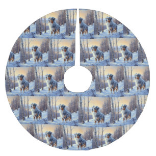 Saia Para Árvore De Natal De Poliéster Pastor Australiano Deixa Neve Natal