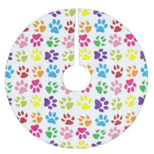 Saia Para Árvore De Natal De Poliéster Patas Coloridas, Patas-Cães, Patas-Gatos