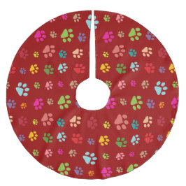 Saia Para Árvore De Natal De Poliéster Pawprint Design Tree Skirt