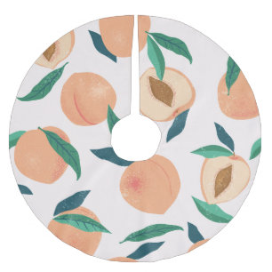 Saia Para Árvore De Natal De Poliéster Peach Apricot: Padrão Tropical Sem Olhos.