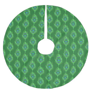 Saia Para Árvore De Natal De Poliéster Peacock Feathers, Verde limão no Emerald Green