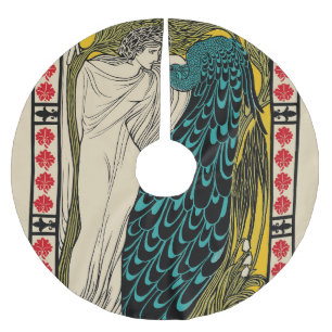 Saia Para Árvore De Natal De Poliéster Peacock Fine Art Bird Nouveau