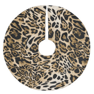 Saia Para Árvore De Natal De Poliéster Pele-leopardo africana: Textura animal sem costura