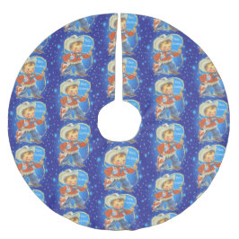 Saia Para Árvore De Natal De Poliéster Pequeno Cowboy Com Corda Feliz Natal