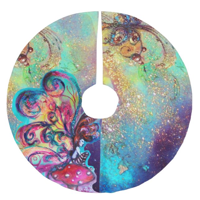 SAIA PARA ÁRVORE DE NATAL DE POLIÉSTER PEQUENO ELF DE COGUMELOS (Frente)